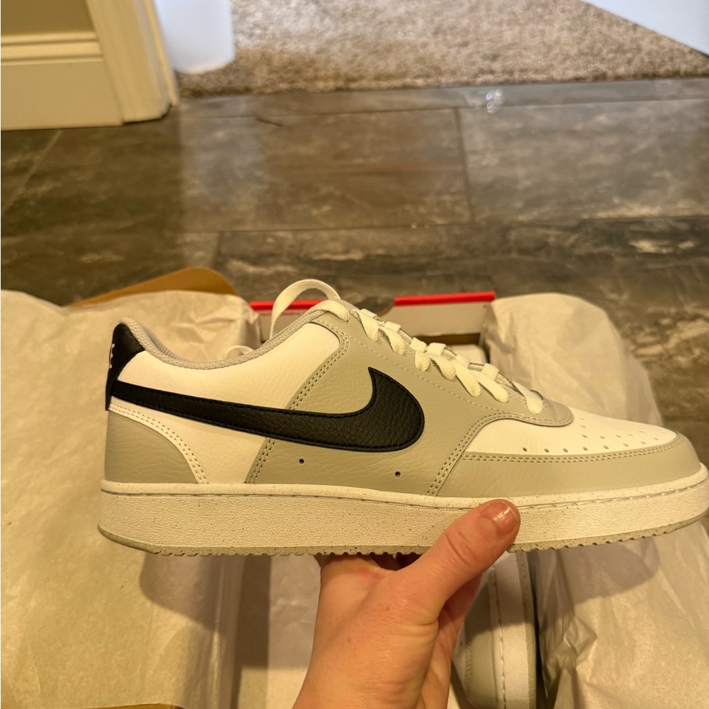 Nike Men’s White and Gray Court Vision Low